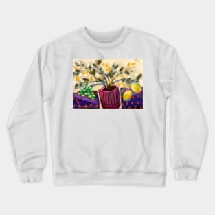 Purple Tablecloth and vase Crewneck Sweatshirt